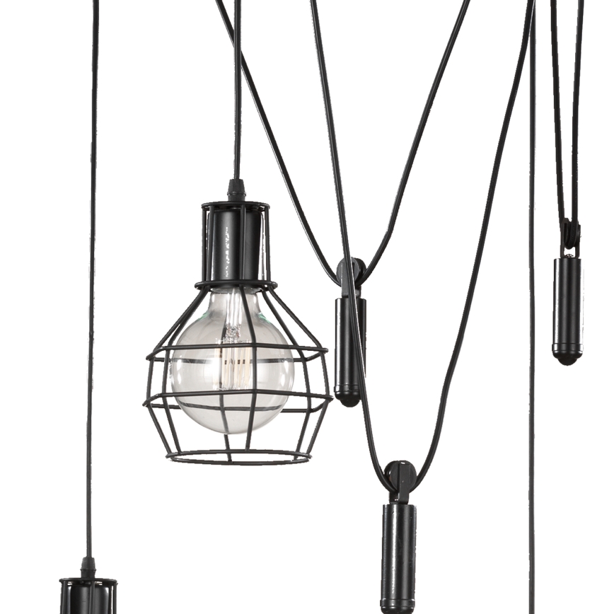ONLI - Lustr na lanku SPIDER 5xE27/15W/230V pavouk černá