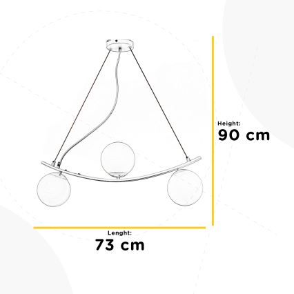 ONLI - Lustr na lanku TRIO 3xE14/6W/230V černá