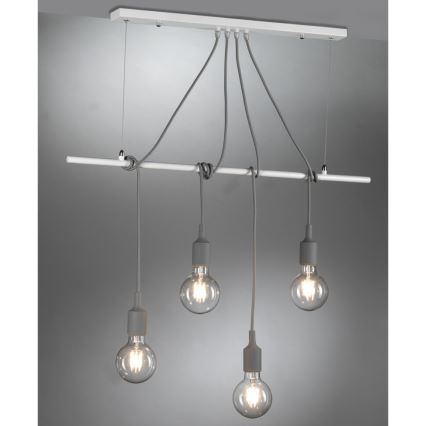 ONLI - Lustr na lanku WIRE 4xE27/15W/230V šedá/bílá