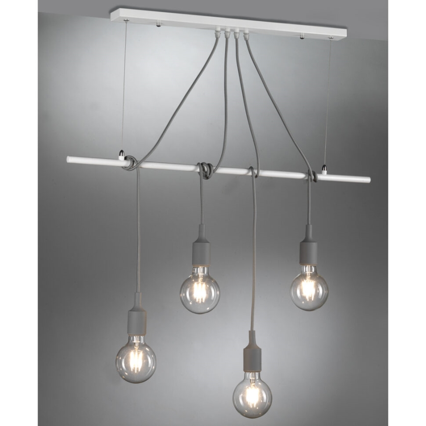 ONLI - Lustr na lanku WIRE 4xE27/15W/230V šedá/bílá