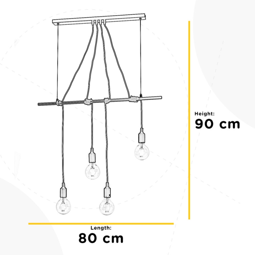 ONLI - Lustr na lanku WIRE 4xE27/15W/230V šedá/bílá