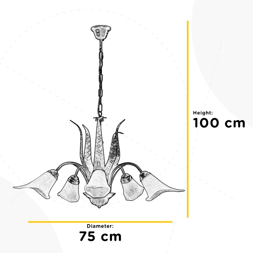 ONLI - Lustr na řetězu ALGA 5xE14/6W/230V bronzová
