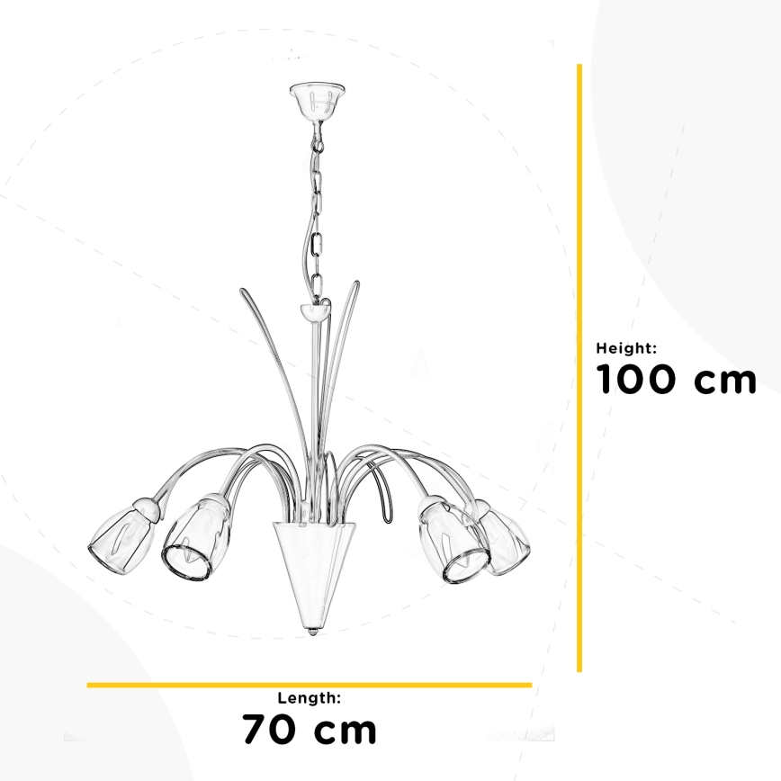 ONLI - Lustr na řetězu ANTEA 5xE14/6W/230V
