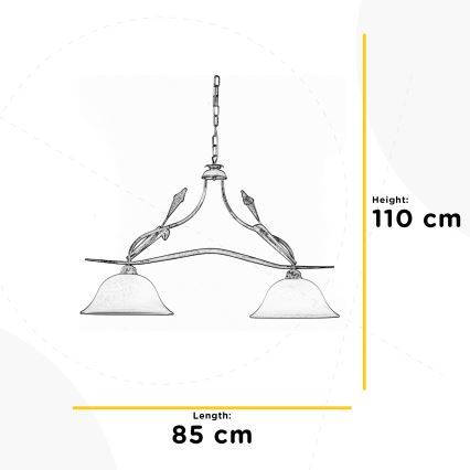 ONLI - Lustr na řetězu LUCREZIA 2xE27/22W/230V krémová