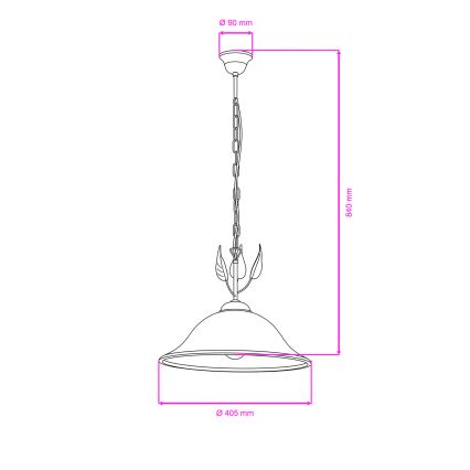 ONLI - Lustr na řetězu MIRA 1xE27/22W/230V pr. 40 cm