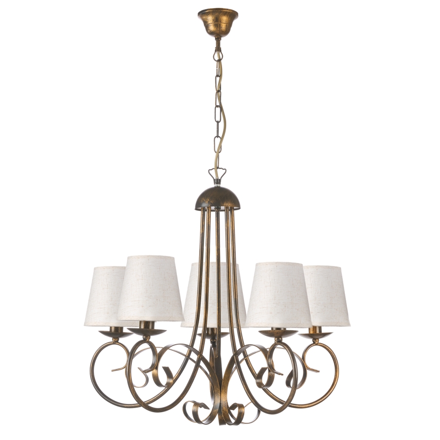 ONLI - Lustr na řetězu POMPEI 5xE14/6W/230V bronzová