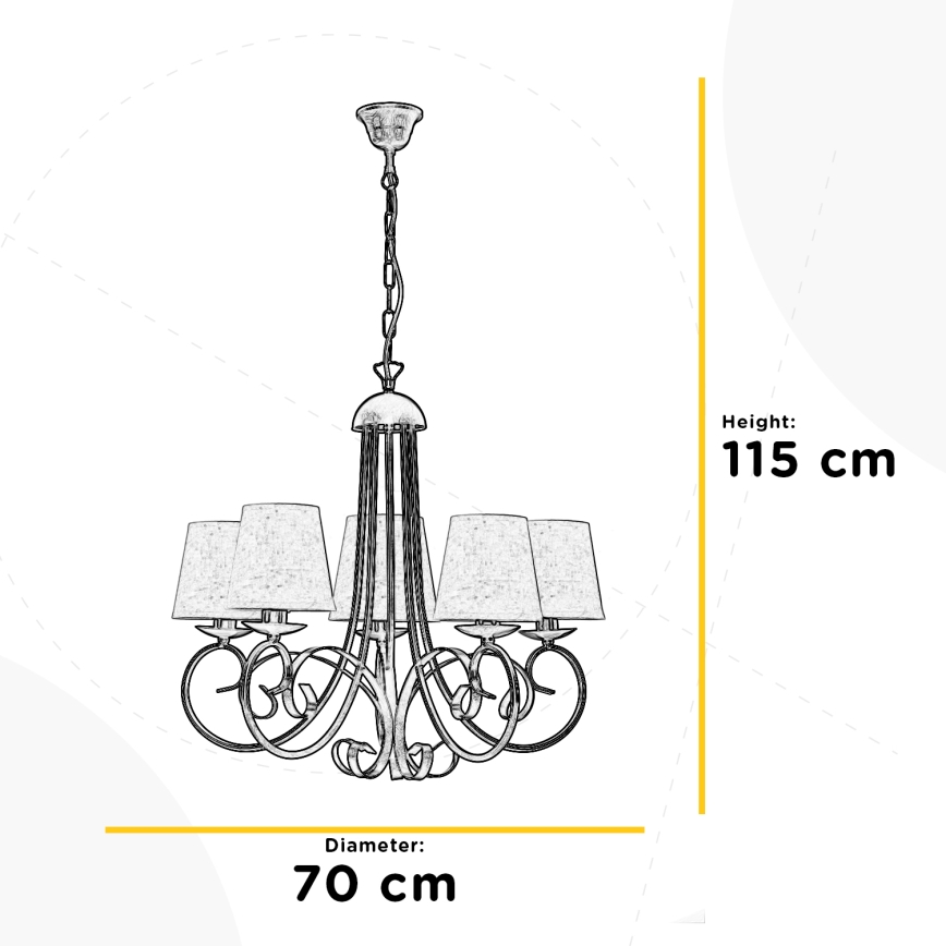 ONLI - Lustr na řetězu POMPEI 5xE14/6W/230V bronzová