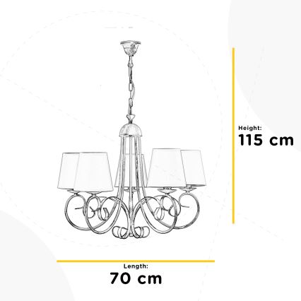 ONLI - Lustr na řetězu POMPEI 5xE14/6W/320V bílá