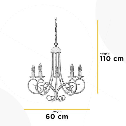 ONLI - Lustr na řetězu POMPEI 5xE14/6W/320V černá