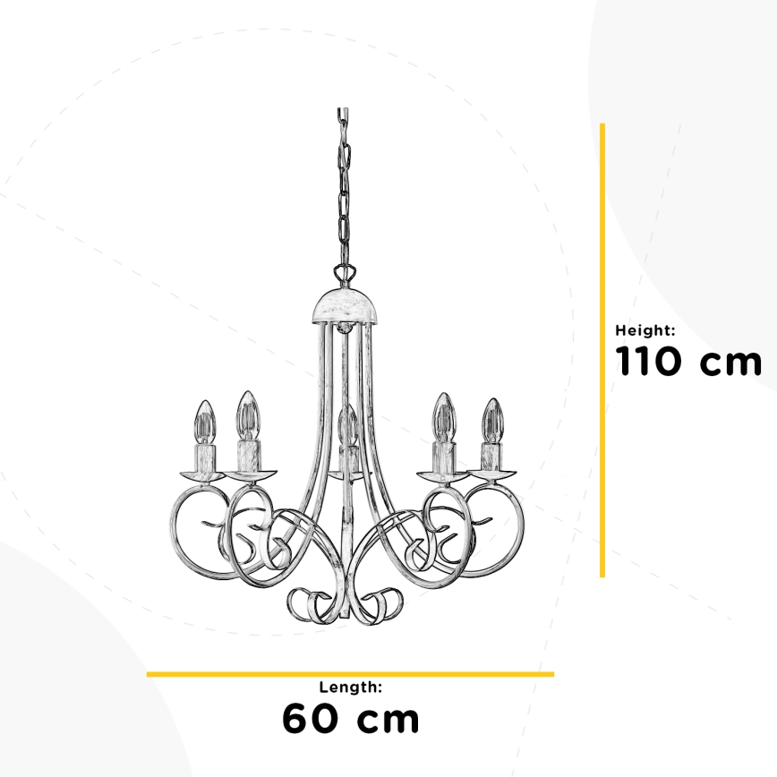 ONLI - Lustr na řetězu POMPEI 5xE14/6W/320V černá