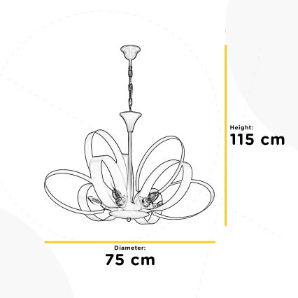 ONLI - Lustr na řetězu SERENA 6xE14/6W/230V bílá