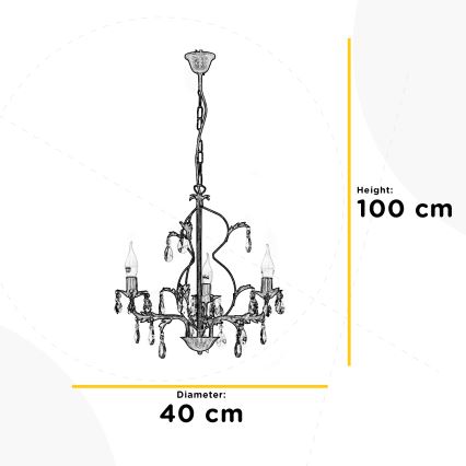 ONLI - Lustr na řetězu TERESA 3xE14/6W/230V bronzová