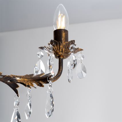 ONLI - Lustr na řetězu TERESA 3xE14/6W/230V bronzová