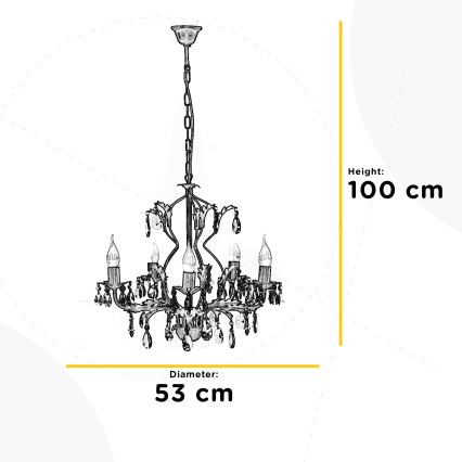 ONLI - Lustr na řetězu TERESA 5xE14/6W/230V bronzová