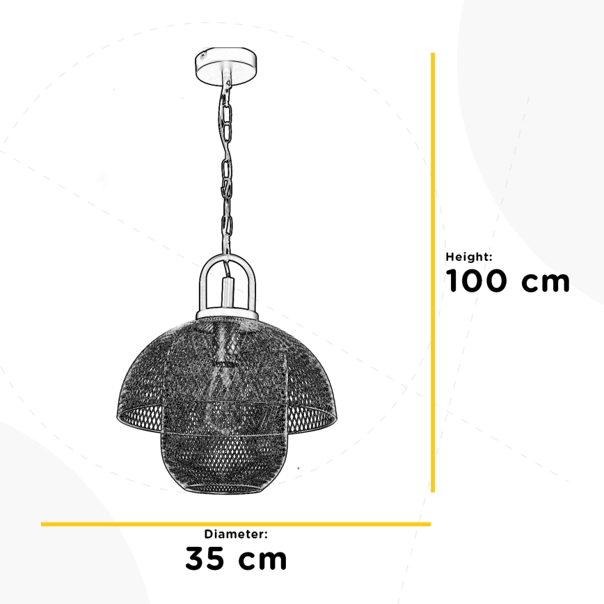 ONLI - Lustr na řetězu ZAIR 1xE27/22W/230V černá/stříbrná