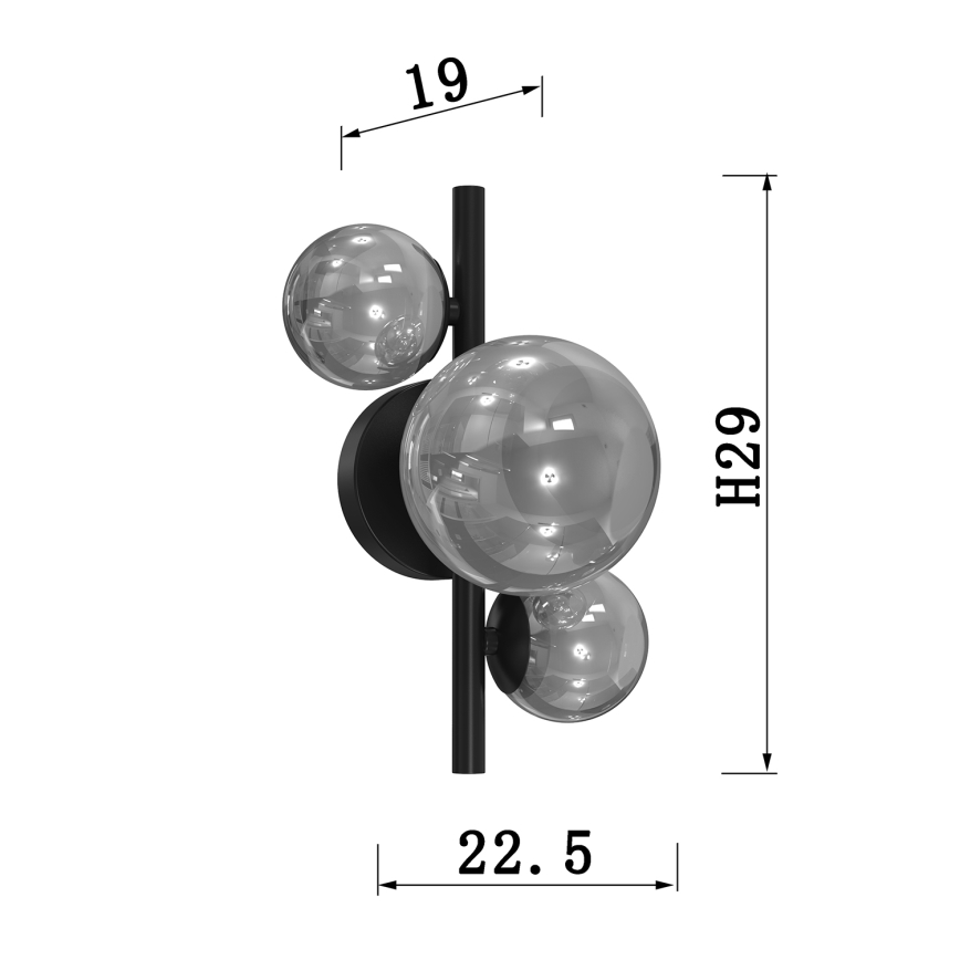 ONLI - Nástěnné svítidlo PALOMA 3xG9/10W/230V černá/kouřová