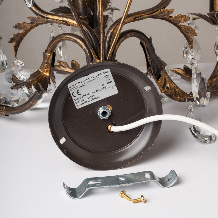 ONLI - Nástěnné svítidlo TERESA 5xE14/6W/230V bronzová