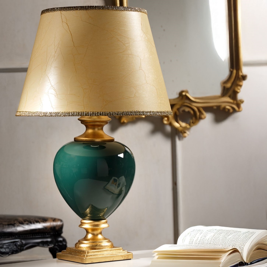 ONLI - Stolní lampa AMADEUS 1xE27/15W/230V 72 cm zelená/zlatá