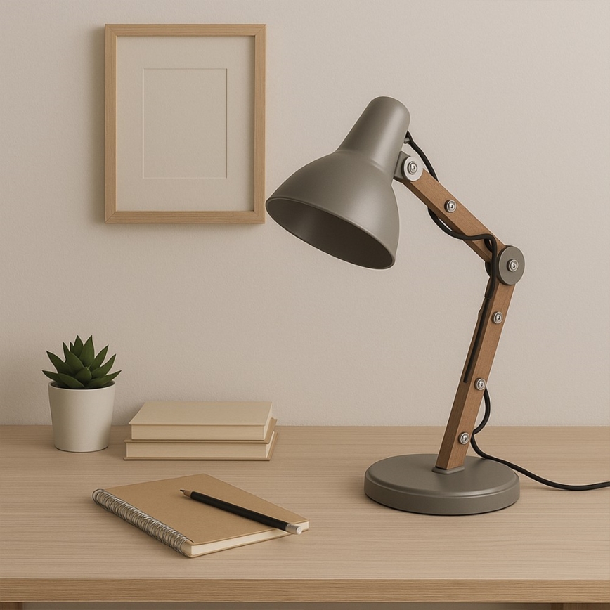 ONLI - Stolní lampa ARCHITETTO 1xE27/22W/230V 62 cm šedá/hnědá