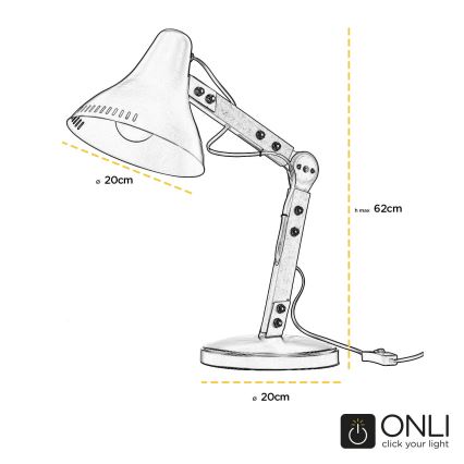 ONLI - Stolní lampa ARCHITETTO 1xE27/22W/230V 62 cm šedá/hnědá