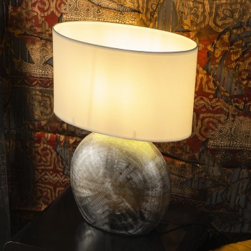 ONLI - Stolní lampa CERAMICA 1xE27/15W/230V 51 cm stříbrná/bílá