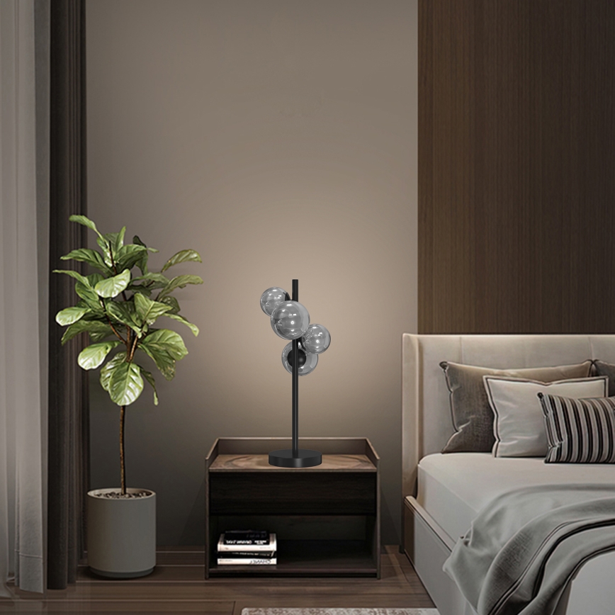 ONLI - Stolní lampa PALOMA 4xG9/10W/230V 48 cm černá/kouřová