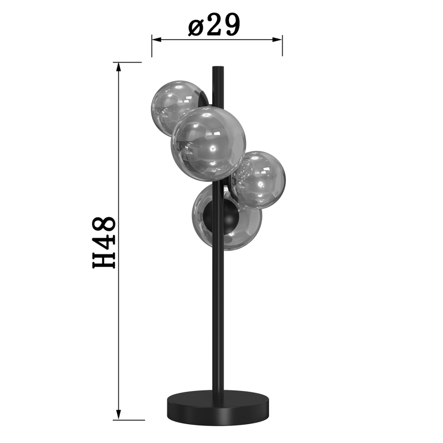 ONLI - Stolní lampa PALOMA 4xG9/10W/230V 48 cm černá/kouřová