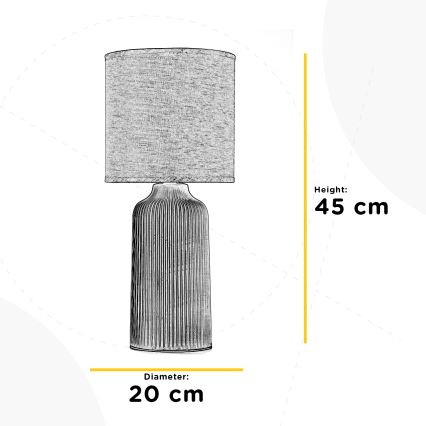 ONLI - Stolní lampa SHELLY 1xE27/22W/230V šedá 45 cm