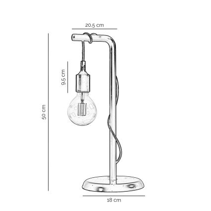 ONLI - Stolní lampa WIRE 1xE27/15W/230V 50 cm černá