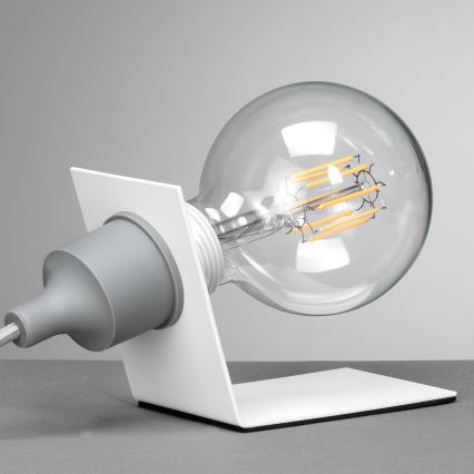 ONLI - Stolní lampa WIRE 1xE27/15W/230V 9 cm šedá/bílá