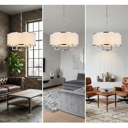 Open Design OR80209 - Lustr na řetězu CASA 3xE14/12W/230V krémová/lesklý chrom