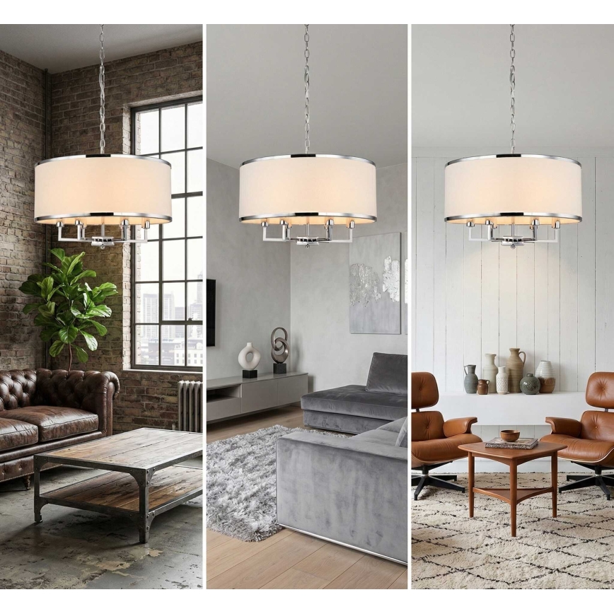 Open Design OR80209 - Lustr na řetězu CASA 3xE14/12W/230V krémová/lesklý chrom