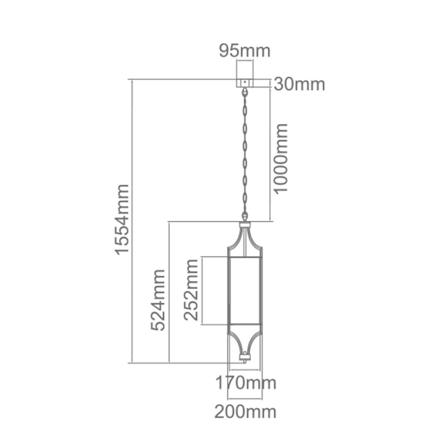 Open Design OR80551 - Lustr na řetězu LUNGA 1xE27/15W/230V lesklý chrom/bílá