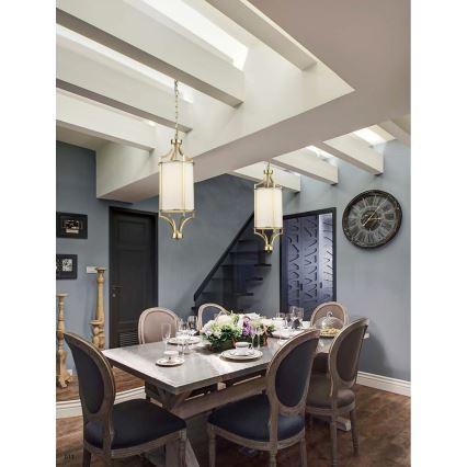 Open Design OR80568 - Lustr na řetězu LUNGA 1xE27/15W/230V mosaz/bílá