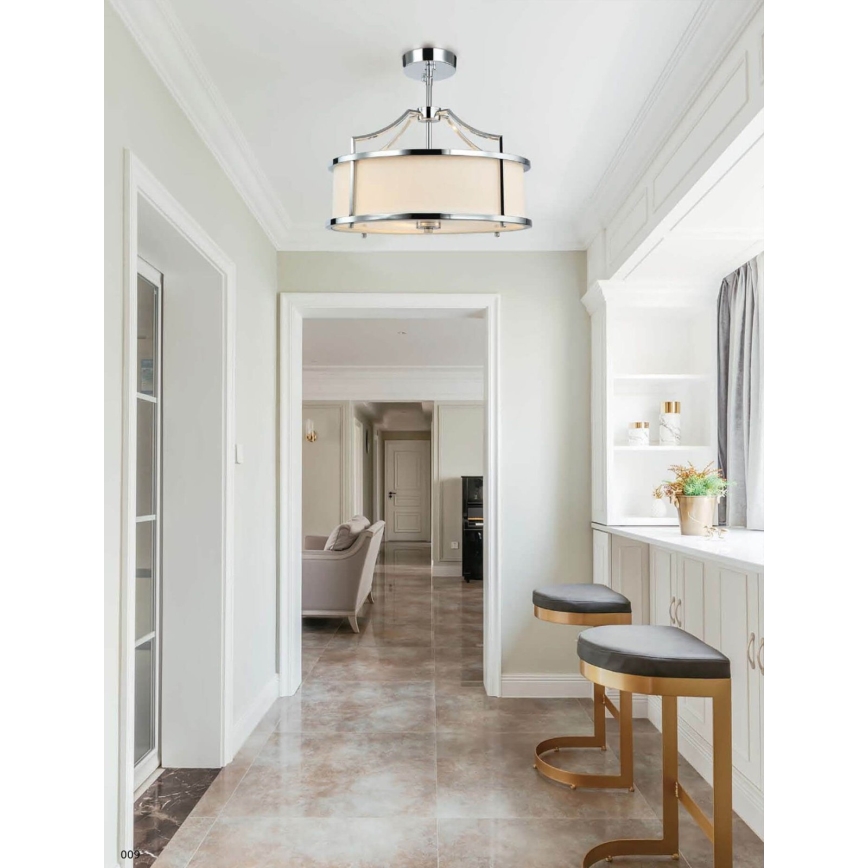 Open Design OR80865 - Lustr na tyči STANZA 3xE27/15W/230V pr. 42 cm lesklý chrom/bílá