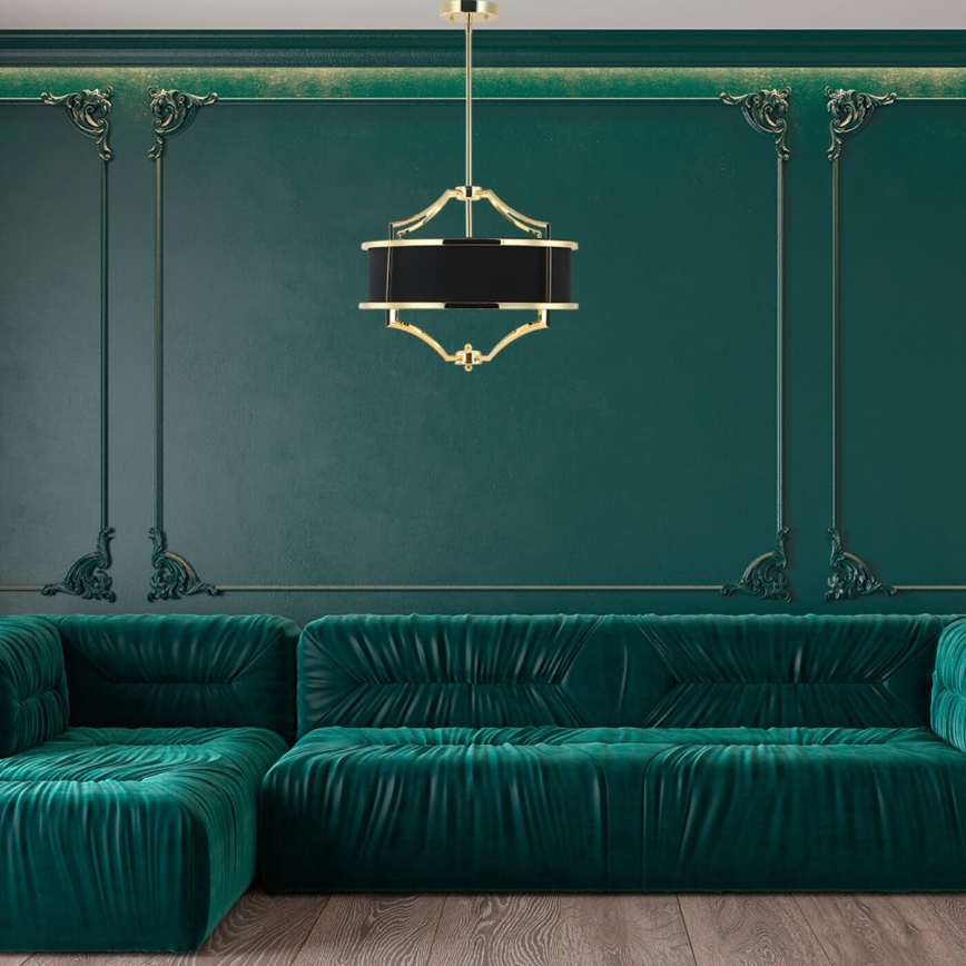 Open Design OR84153 - Lustr na tyči STESSO 4xE27/15W/230V pr. 42 cm zlatá/černá