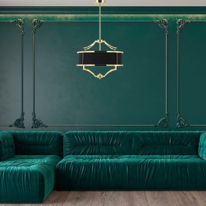 Open Design OR84160 - Lustr na tyči STESSO 4xE27/15W/230V pr. 55 cm zlatá/černá