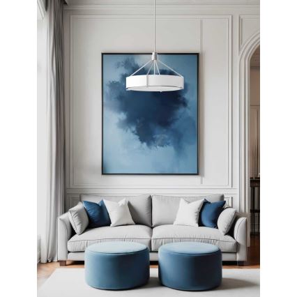 Open Design OR85655 - Lustr na tyči DORETTO 6xE27/15W/230V pr. 70 cm matný chrom/bílá