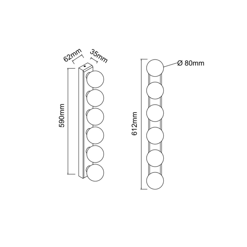 Open Design OR85686 - Koupelnové nástěnné svítidlo MERINO 6xG9/8W/230V 61 cm IP44 mosaz