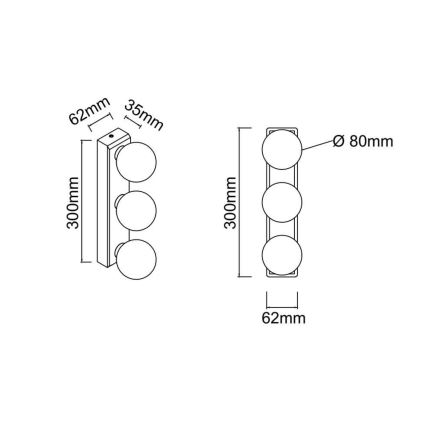 Open Design OR85709 - Koupelnové nástěnné svítidlo MERINO 3xG9/8W/230V 30 cm IP44 lesklý chrom