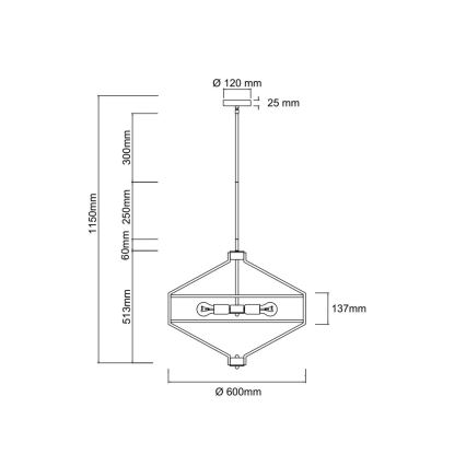 Open Design OR85846 - Lustr na tyči ZUNDO 4xE27/15W/230V hnědá/béžová