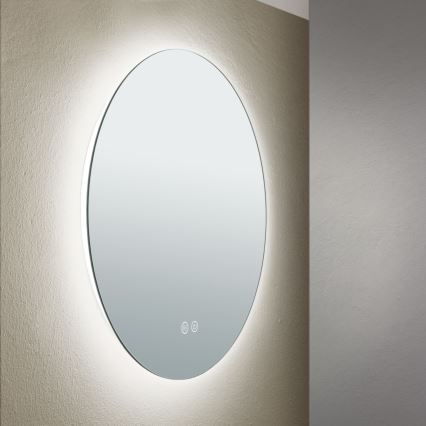 LED Koupelnové vyhřívané nástěnné zrcadlo s podsvícením FOCUS LED/18W/230V 3000/4200/6000K pr. 45 cm IP44