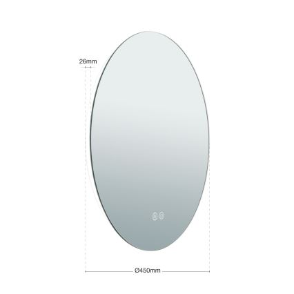LED Koupelnové vyhřívané nástěnné zrcadlo s podsvícením FOCUS LED/18W/230V 3000/4200/6000K pr. 45 cm IP44