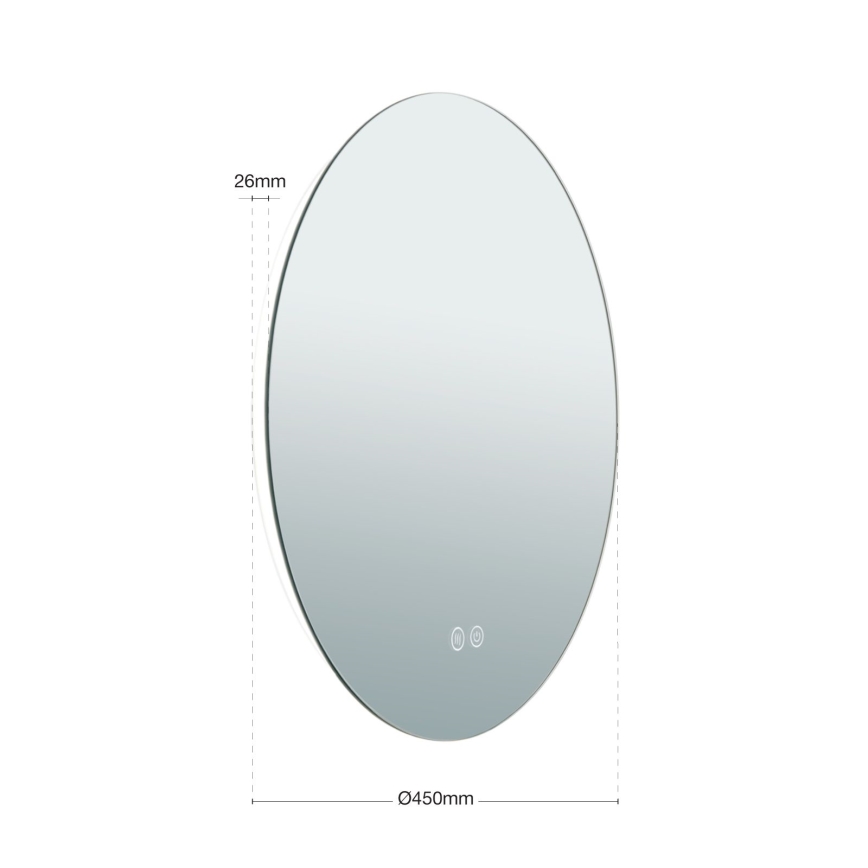 LED Koupelnové vyhřívané nástěnné zrcadlo s podsvícením FOCUS LED/18W/230V 3000/4200/6000K pr. 45 cm IP44