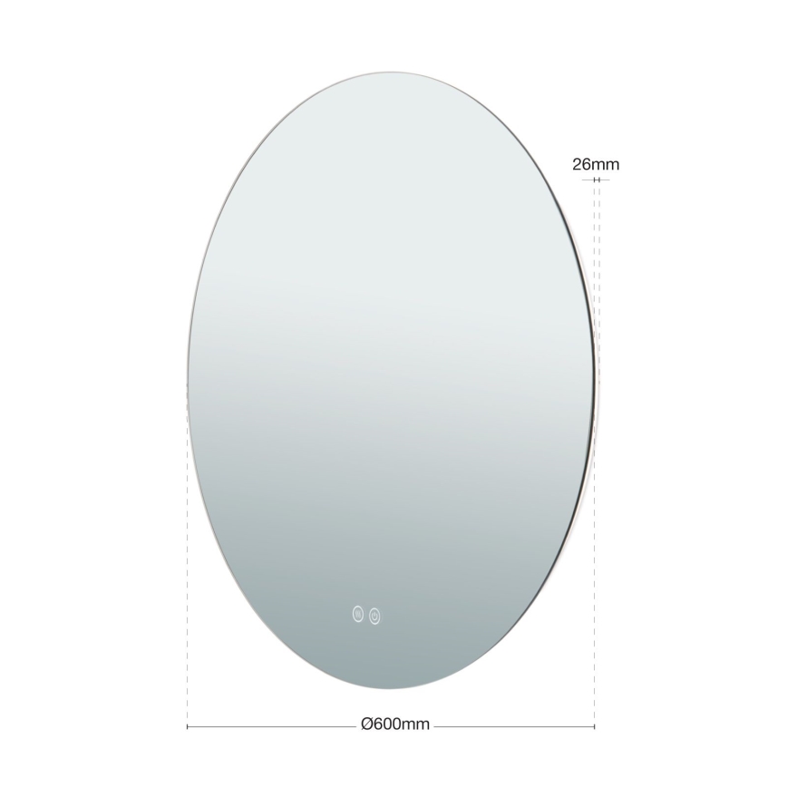 LED Koupelnové vyhřívané nástěnné zrcadlo s podsvícením FOCUS LED/25W/230V 3000/4200/6000K pr. 60 cm IP44