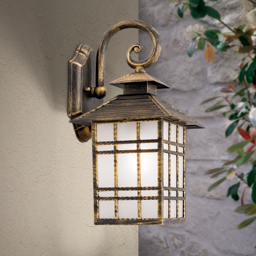 Venkovní nástěnná lampa KIKO 1xE27/11W/230V IP44 bronz/patina
