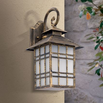 Venkovní nástěnná lampa KIKO 1xE27/11W/230V IP44 bronz/patina