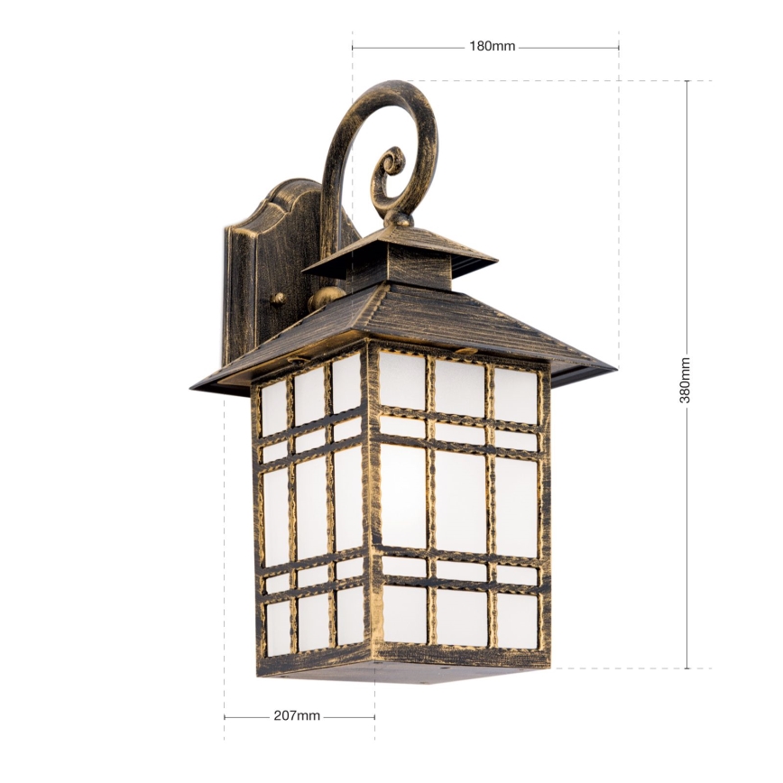 Venkovní nástěnná lampa KIKO 1xE27/11W/230V IP44 bronz/patina