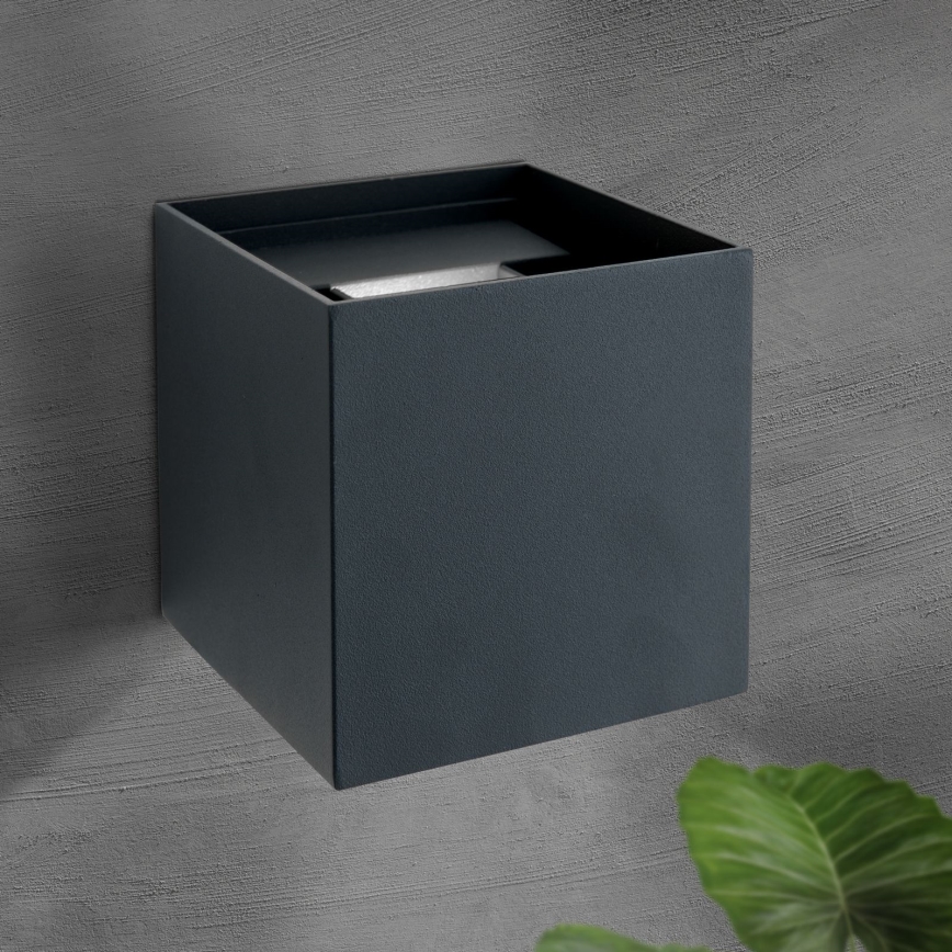 LED Venkovní nástěnné svítidlo CUBE 2xLED/3W/230V IP54 antracit