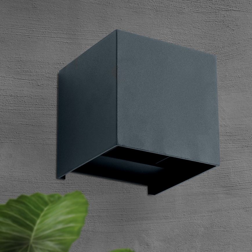 LED Venkovní nástěnné svítidlo CUBE 2xLED/3W/230V IP54 antracit